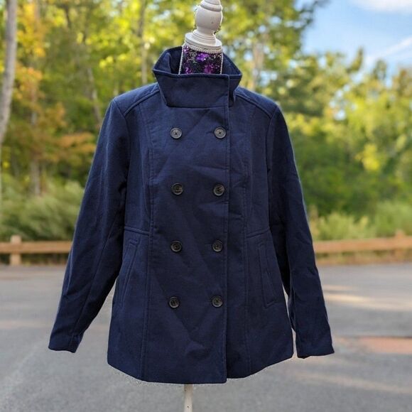 Torrid 0x Large BRAND NEW Navy Blue Double Breasted Pea Coat - Picture 6 of 11